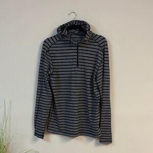 lululemon athletica men’s black/grey Stripes Surge Warm 1/2 Zip Hoodie pullover